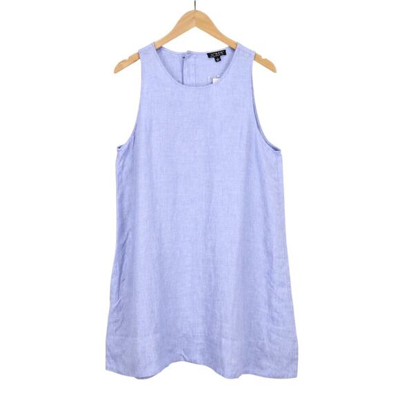 J.Crew Maxine Button Back Linen Dress French Blue Size Large NWT - Picture 2 of 8